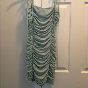 Jump Sage Ruched Slip Mini Dress with Tie Straps